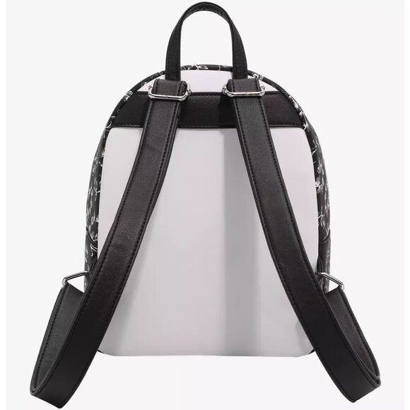 Loungefly Disney Alice In Wonderland Mini Backpack Black And White Floral Bag - Picture 3 of 4
